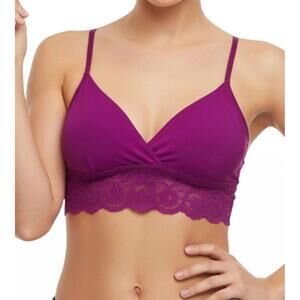 NEW COMMANDO tulip lace bralette in pomegrante